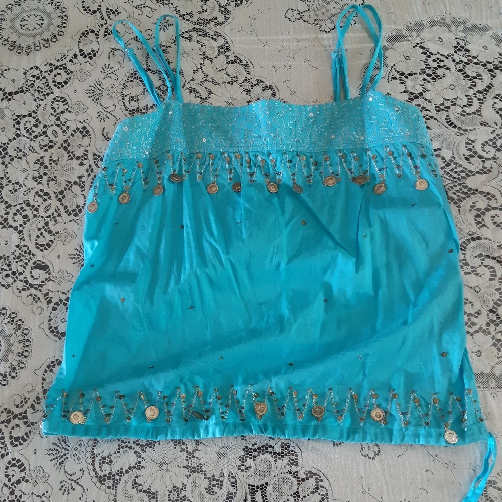 Guess Jean's Vintage Turquoise Tank Top Size Med